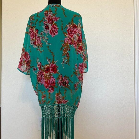 Beach Cover up Women Kimono Cardigan Vintage Floral Print - Picture 5 of 10